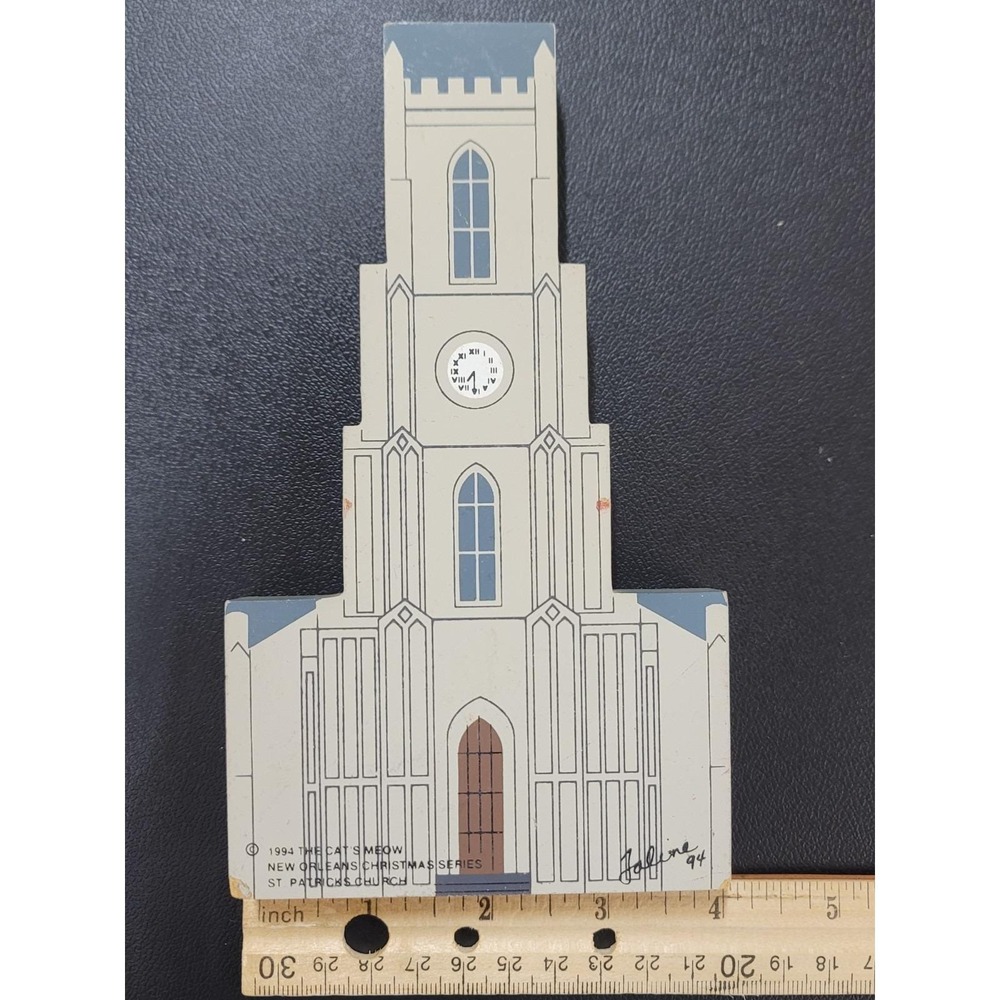 Cats Meow New Orleans St Patricks Church 1994 Christmas Series Shelf Sitter - Picture 3 of 4